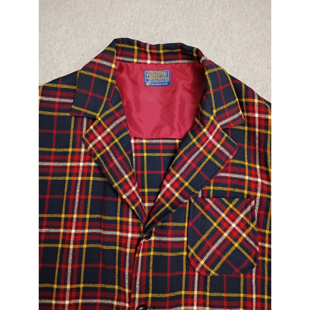Vintage Pendleton Wool XL Red Blue Plaid 3-Button Board Chore Shirt Jacket